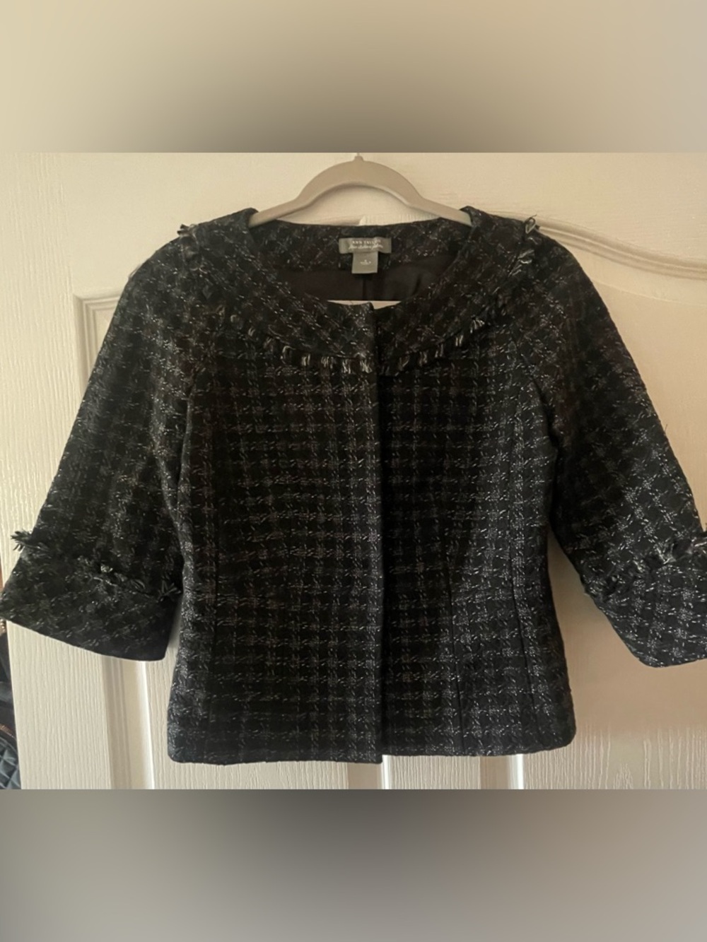 Ann Taylor Black Tweed Jacket Sz 0